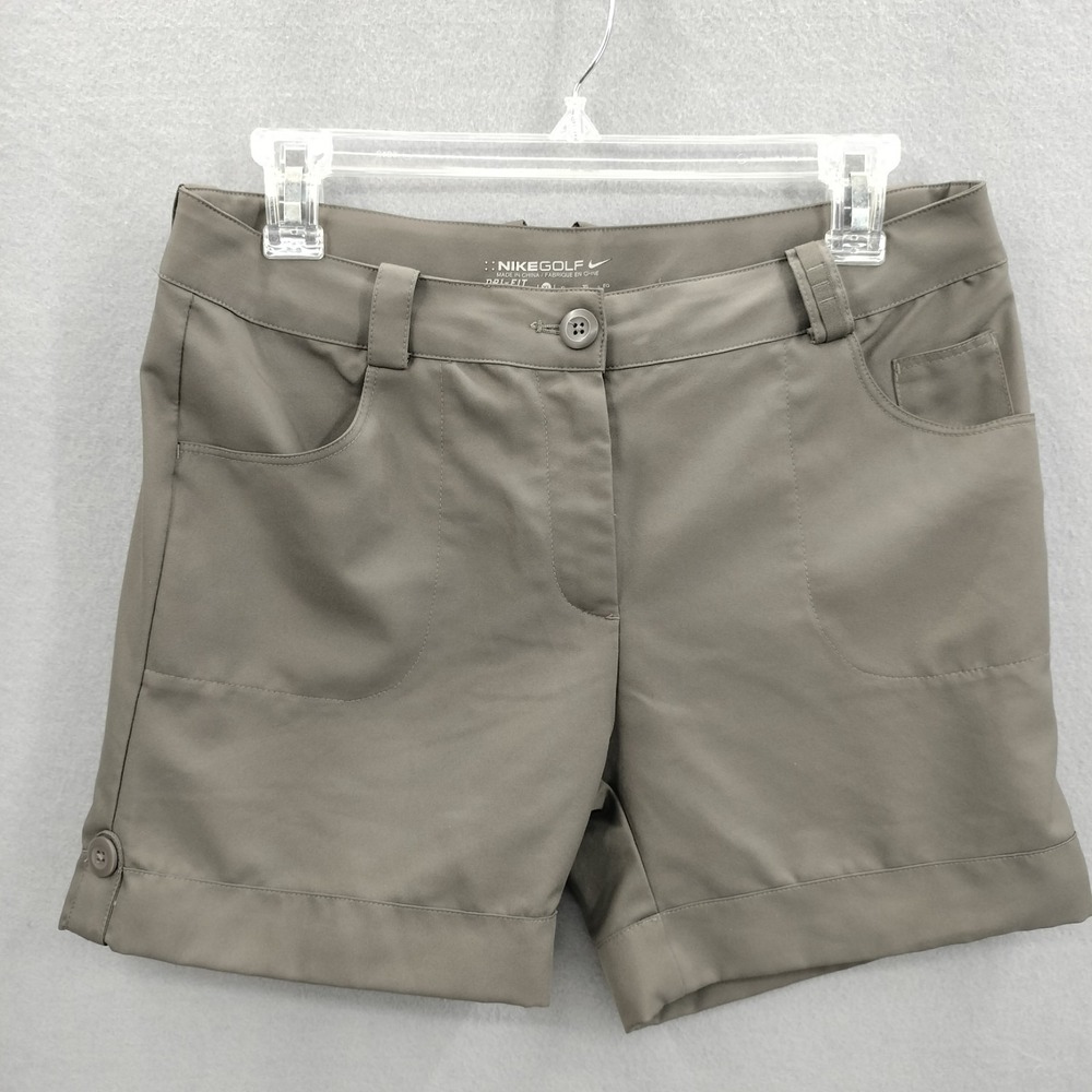 Nike Golf Dri Fit Girls XL Gray Athletic Shorts Cuffed Hem Adjustable 31" Waist